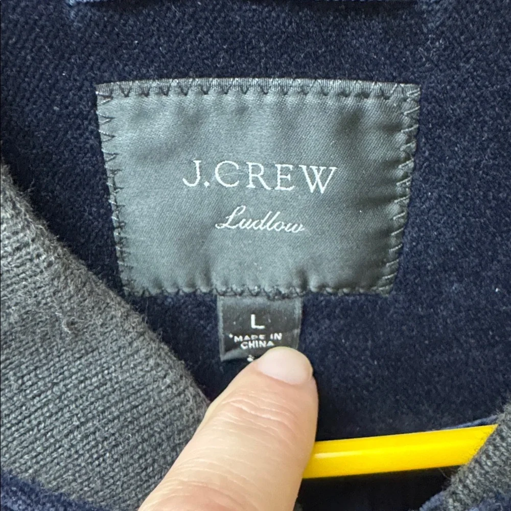 J. Crew Ludlow Navy Velvet Bomber Jacket with Tuxedo Stripe, size L
